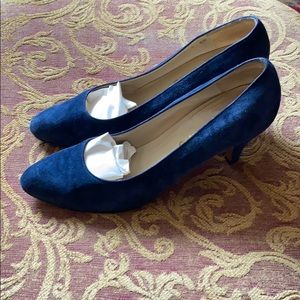 FerragamosNavy suede heels beautiful